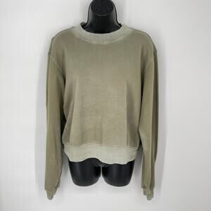 Cotton Citizen Women's NEW Milan Crew Crop Sweatshirt Size L Vintage Fern